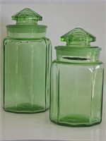 PAIR OF BEAUTIFUL VTG LE SMITH LIME GREEN CANNISTE