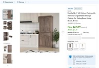 N5227  Homfa 72.4" Tall Kitchen Pantry Cabinet, Br
