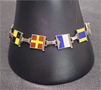 Sterling & Scandinavian Enamel Flags Bracelet