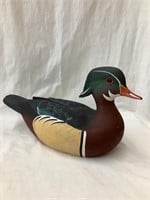 Wood Carved Duck Decoy, Signed, 13 1/4”L