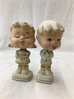 Vintage Enesco Boy & Girl,Bobble Heads, 4 1/2”T