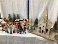 Vintage Christmas Decorations Incl. Church,