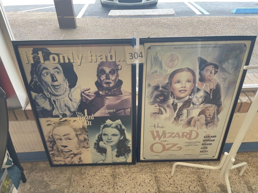 2 FRAMED WIZARD OF OZ POSTERS 37" X 25"