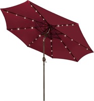 W563  Blissun 9 ft Solar Patio Umbrella, Burgundy
