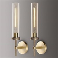Brass Wall Sconces Set Of Two, 2-Light Dimmable Go