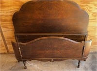 Antique Wood Bed w/Curved Footboard