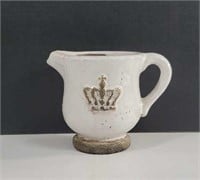 Vintage White Ironstone Pitcher with Sculpted