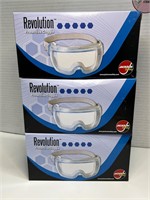 3 Pair NEW Revolution Safety Goggles