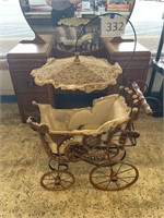 ANTIQUE DOLL CARRIAGE 42" TALL