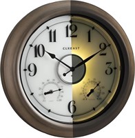 18 Outdoor Clock with Sensor  Grey Oak
