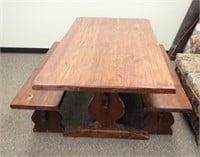 HARVEST DINING TABLE W/2 BENCHES