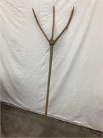 Wooden 3 Prong Rake, 67”T, Age Unknown