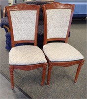 (2) DINING CHAIRS, UPHOLSTERY, CARVING