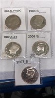 Group of (5) assorted years JFK half PROOFS