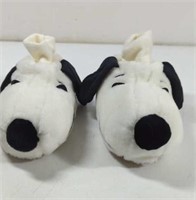 Snoopy Black and White Plush Slippers Size 7 Kids