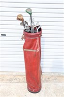 Vintage Golf Bag w/ Clubs and Balls