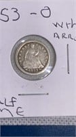 1853-O Seated Half Dime with arrows