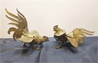 Vintage  Bronze Fighting Roosters