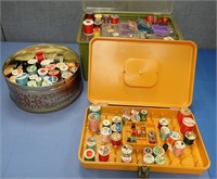SEWING BOXES FILLED W/THREAD & NOTIONS