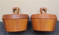 MCM Anri Form Teak Lidded Bowls