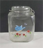 Vintage Hoosier Style Large Glass Jar with Hand