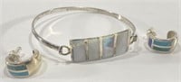 Marked 925 Sterling Silver Bracelet & Earrings