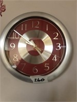 Clock, red and silver
