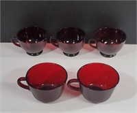 Vintage Ruby Red Tea Cups,