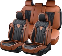 $165  Leather Seat Covers Set, 5 Seats - Brown