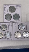 (9) 1943 steel wheat pennies PDS