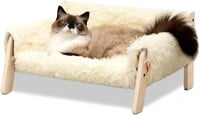 MEWOOFUN Cat Couch, Wooden Furniture, Beige