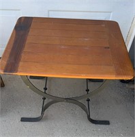 Wood Top Side Table w/Wrought Iron Legs