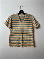 Vintage 80s Femme Rainbow V Neck Top Shirt
