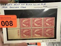 #657 MINT NH BLCOK W 6 STAMPS 1929 SULLIVAN ISSUE