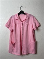 Vintage 70s Pink Femme Button Up Top Shirt