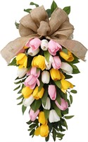 $80 Artificial Tulips Teardrop Wreath