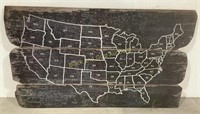 Wood Map of The USA Wall Art