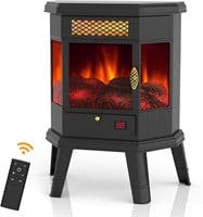 24' Electric Fireplace Heater, 3D Flame, Black