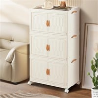 $159  3-Tier Foldable Storage Cabinet, Lid & Wheel