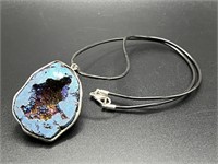 Beautiful Aura Quartz Geode Necklace