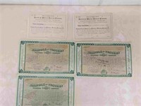 3 Antique  Norfolk and Western Stock Certificates
