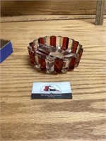 6 1/2 round divided ruby & clear Candy dish