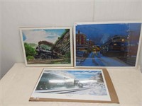 3 Railroad Train Prints