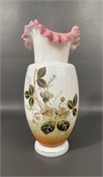 Victorian Bristol Opaline Hand Painted Vase