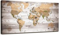 MAP OF THE WORLD FRAMED CANVAS (20"x40")