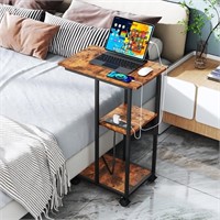 C Table with Wheels  USB Ports & Outlets