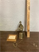 Brass wall mount hanging monastery bell and