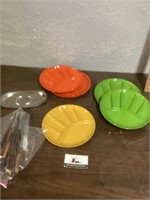 1960s fondue plates and forks