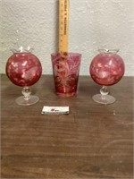 Cut cranberry glass