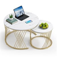 Giluta Round Coffee Table Set of 2, Modern